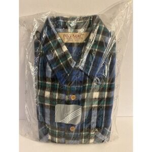 BIG MAC JC Penney Thick Flannel Plaid Shirt USA 100% Cotton DEADSTOCK Mens Sz M